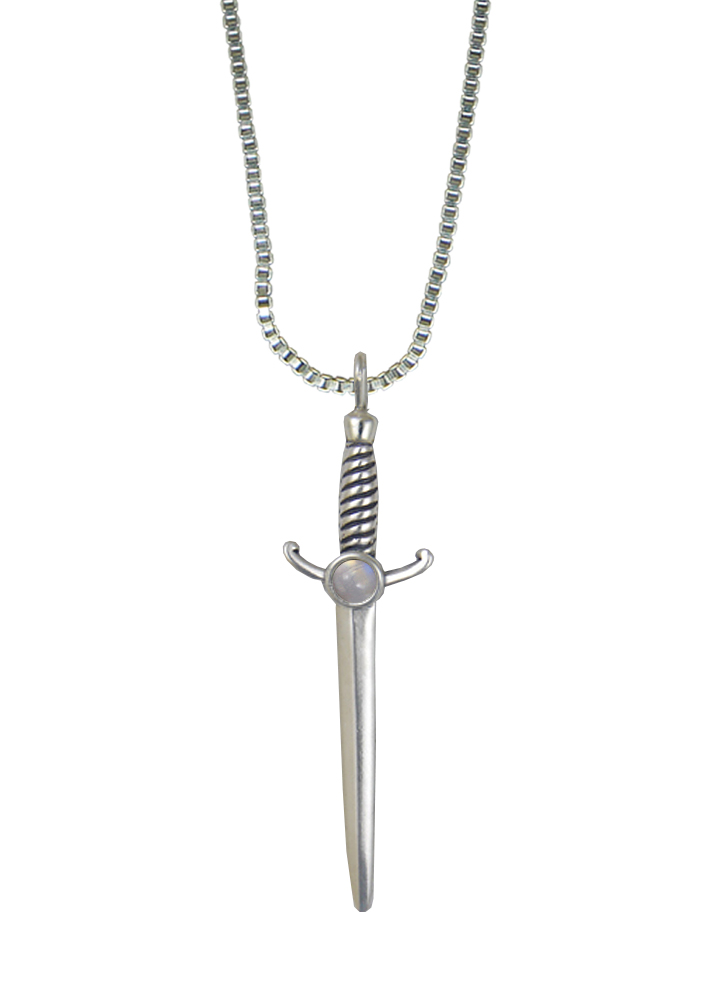 Sterling Silver Athena's Sword Pendant With Rainbow Moonstone